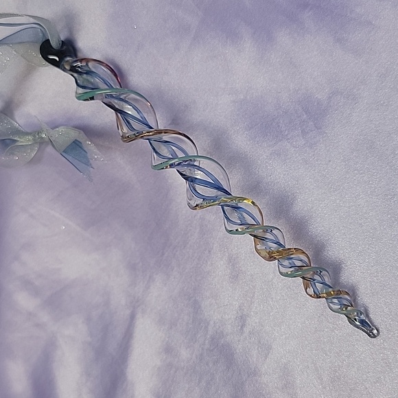 OR7 Gold Green Light Blue - Handblown Glass Icicle Ornament - Picture 2 of 4